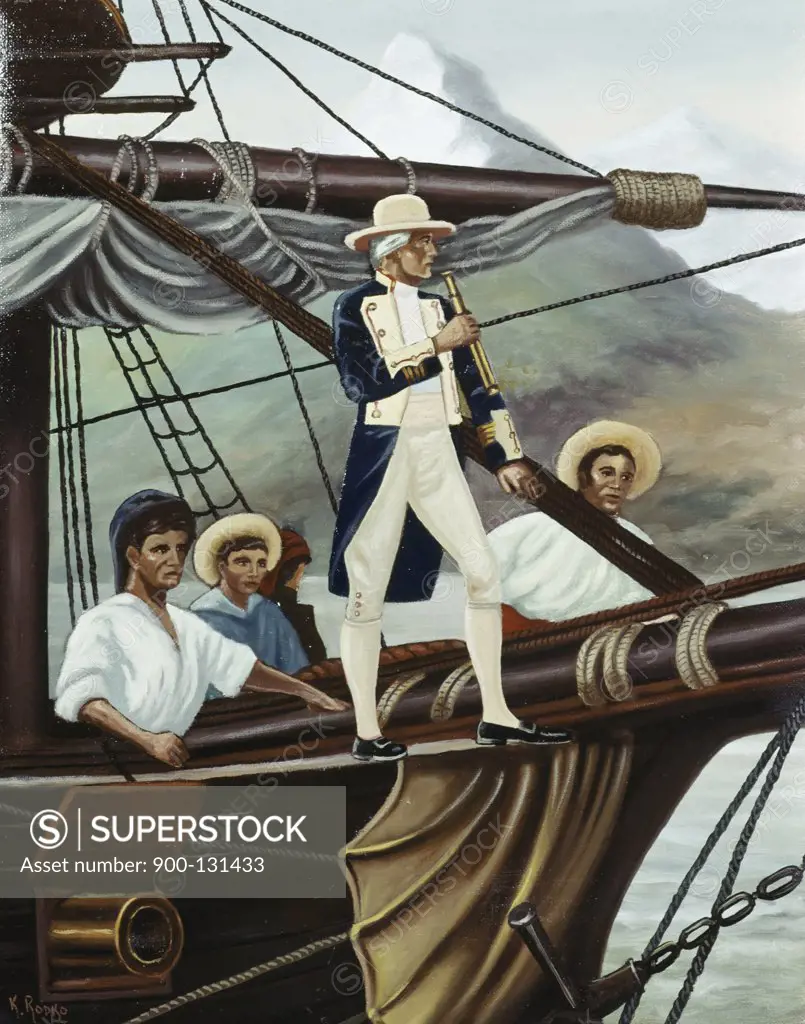 Captain Cook Exploring off the Coast of Australia Konstantin Rodko (1908-1995 Russian) Oil on canvas
