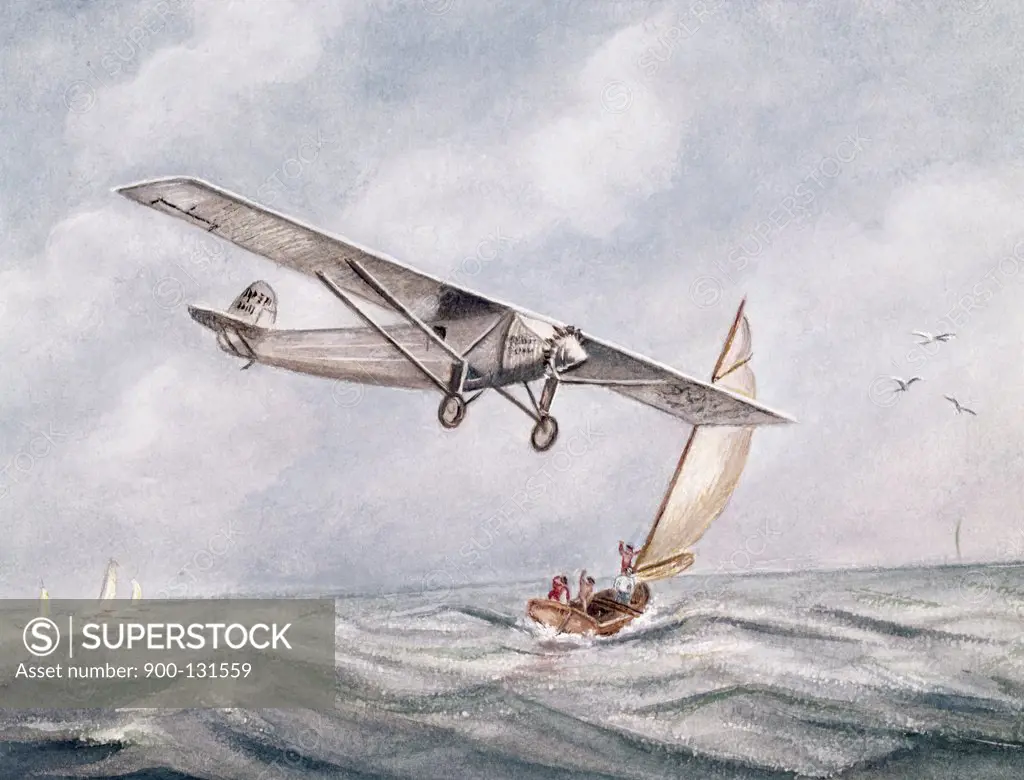 Lindbergh's Solo Flight New York to Paris, artist unknown