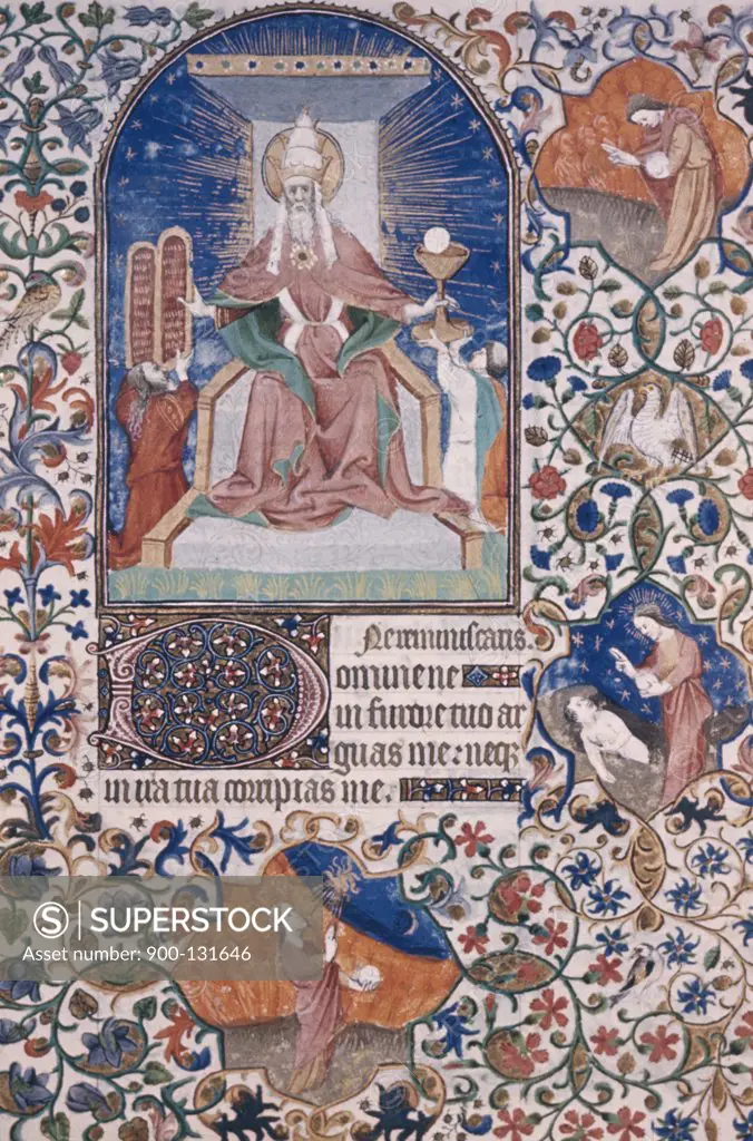 God Enthroned, manuscript, 14th century