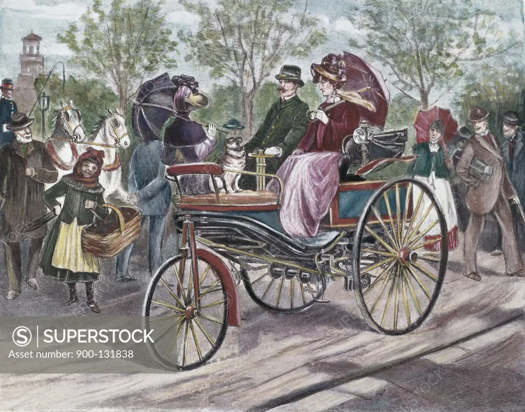 Benzine Propelled Carriage Exhibited In Munich, 1888, Built By The Rhine Gas Motor Works, Benz Artist Unknown  