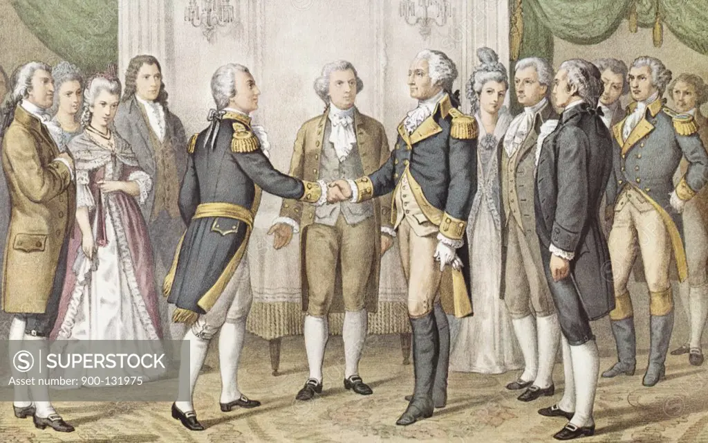 1st Meeting Of Washington & Lafayette, Philadelphia, 8-3-1777 Currier & Ives (1834-1907 American)