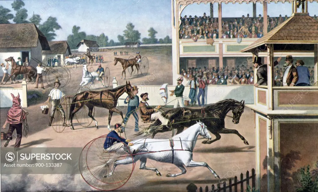 Ready for the trot: Bring up Your Horses, from Currier & Ives, lithograph, 1877, (1834-1907)
