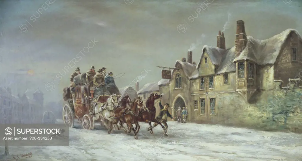 Salisbury in Winter:  Coach Arrives at the Star Inn John Charles Maggs (1819-1895/British)
