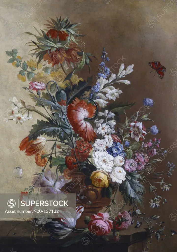 Roses, Carnations, Crown Imperial Lily And Convolvulus Jacobus Linthorst (17th C. Dutch)