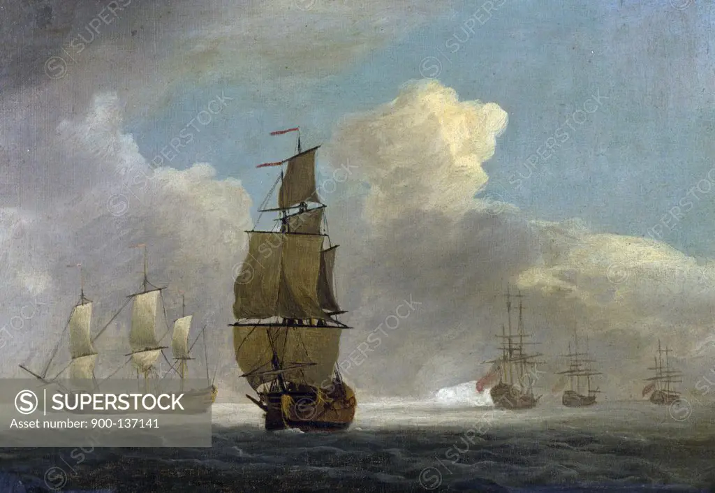 Men of War in a Light Swell by Charles Brooking, (1723-1759)