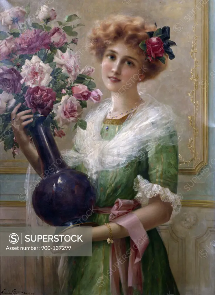 The Flower Girl by Emile Vernon, (1872-1919)