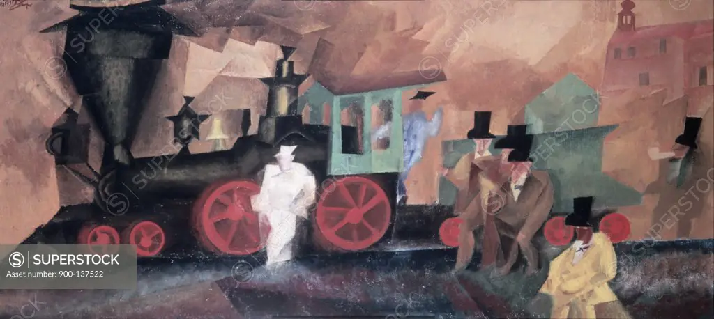 Old Locomotive by Lyonel Feininger, 1871-1956