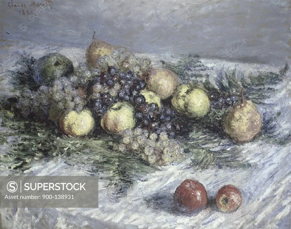 Still Life with Pears and Grapes Claude Monet (1840-1926/French) 
