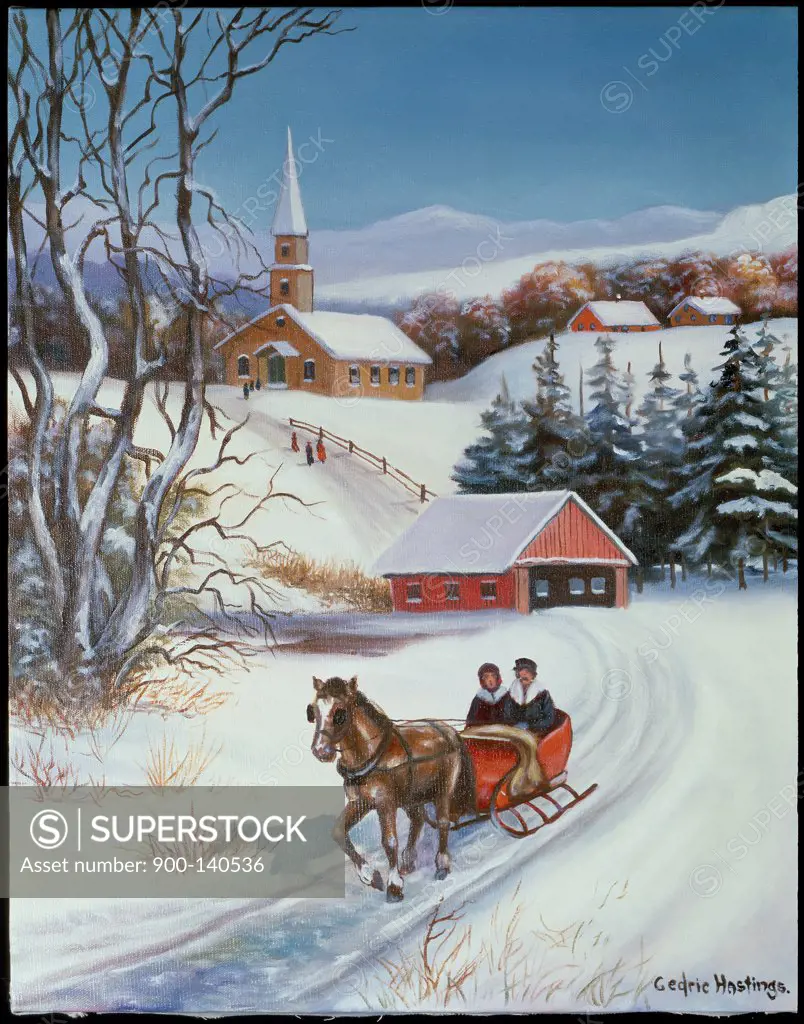 A Winter Sleigh Ride by Cedric Hastings, 20th Century