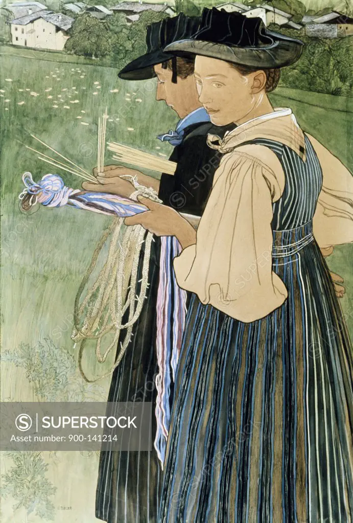 Young Girls Binding Straw by Ernest Bieler, 1863-1948, Switzerland, Vaud Cantyon, Lausanne, Musee Cantonal des Beaux-Arts