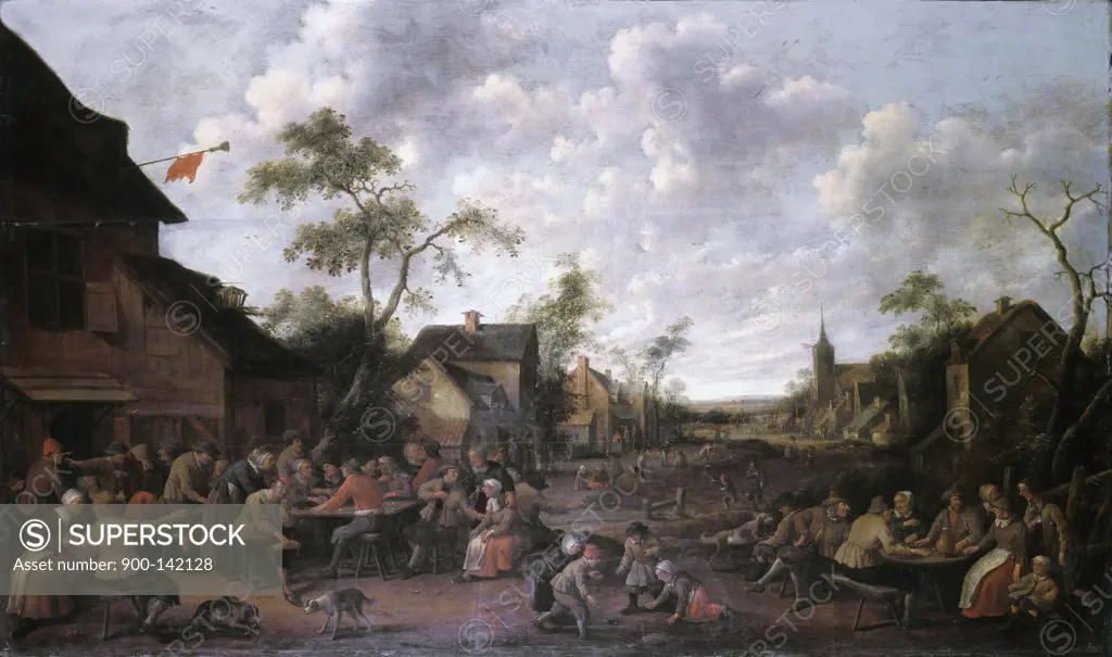 Peasants Feasting On A Village Street Joost Cornelisz Droochsloot (1586-1666 Dutch)