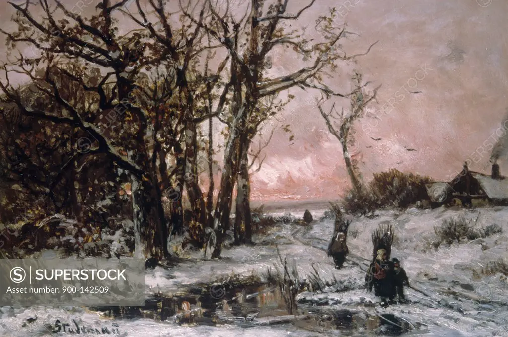Winter Landscape, by Adolf Stademann 1824-1895