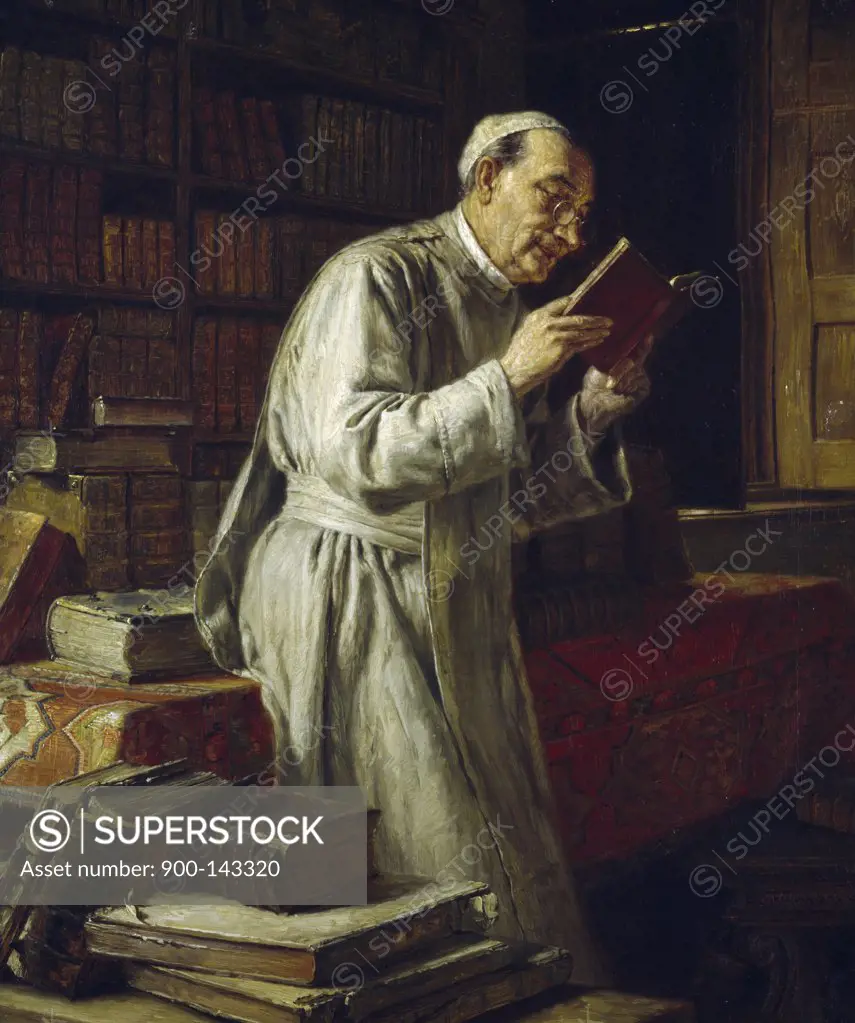 Title Unknown (Clergyman in his Study), 1899, Eduard von Grutzner (1846-1925 German)