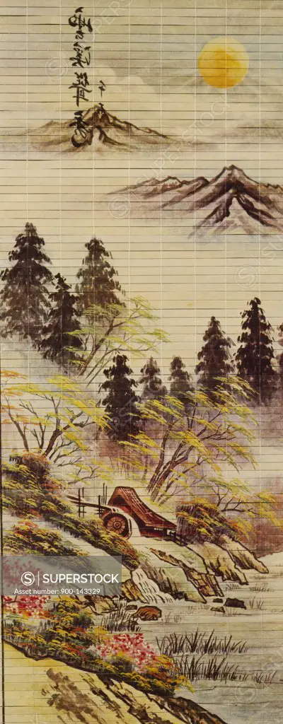 Landscape Painted on Bamboo Chinese Art 