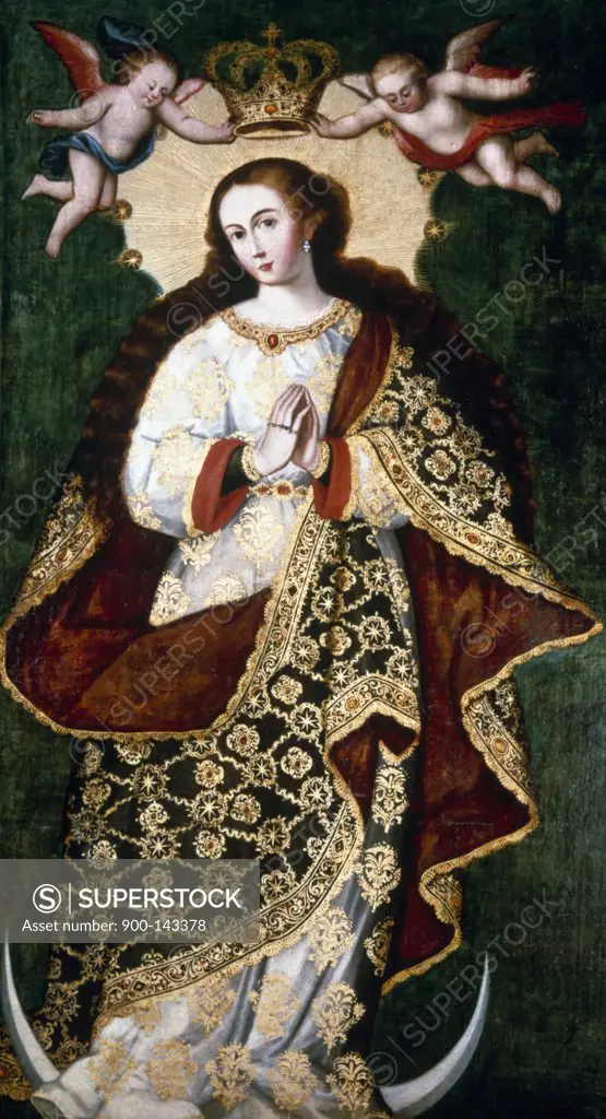 The Immaculate Conception, unknown artist, mixed media on linen, 17th century, USA, Louisiana, New Orleans, New Orleans Museum of Fine Art.