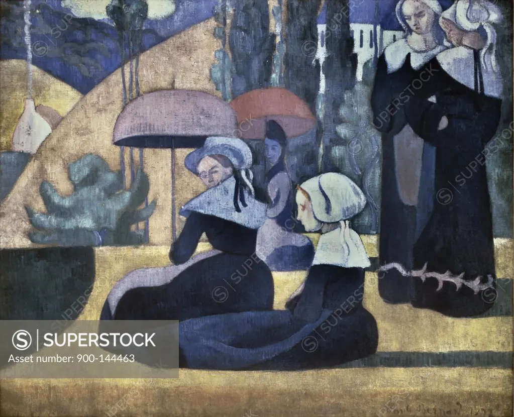 Brittany Women with Umbrellas by Emile Bernard, 1892, 1868-1941, France, Paris, Palais de Tokyo