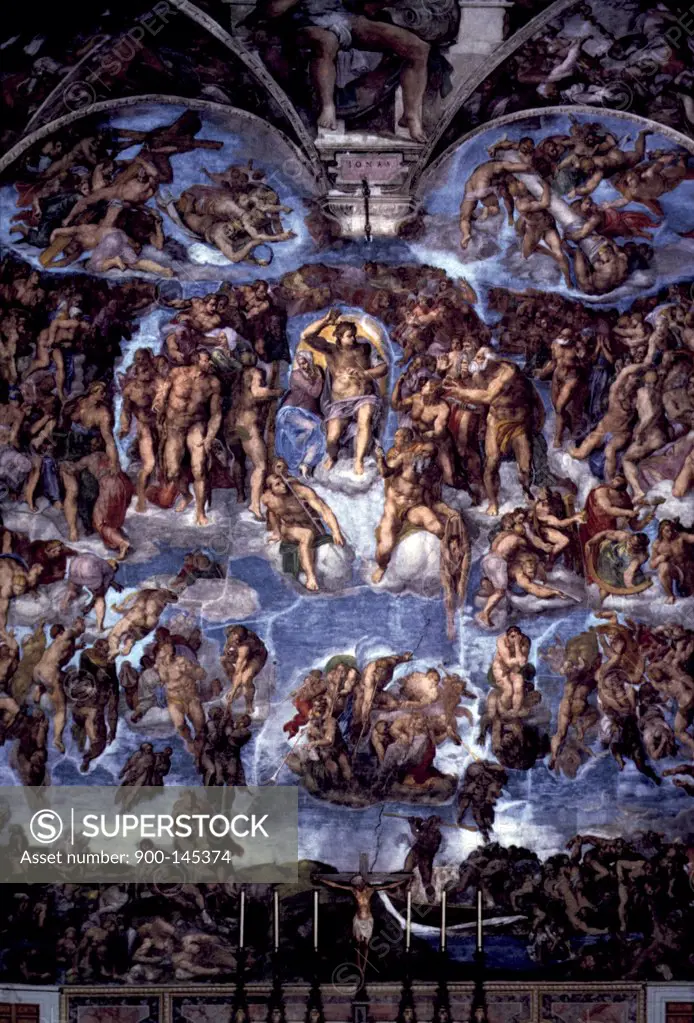The Last Judgment, fresco by Michelangelo Buonarroti 1475-1564, Italy, Vatican City, Sistine Chapel, Circa 1536-41