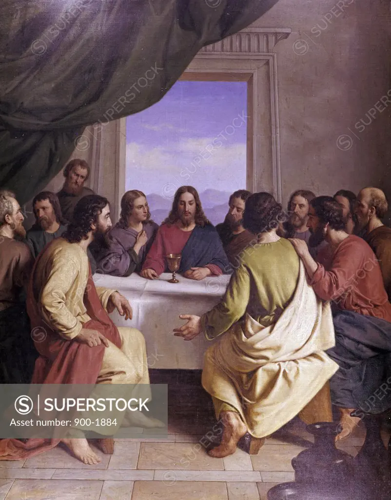 The Last Supper 19th C. Andreas Herman Hunaeus (1814-1866 Danish) Oil on canvas