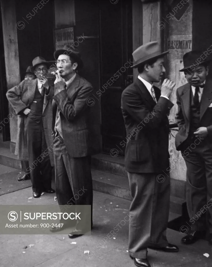 Five people smoking, Chinatown, Manhattan, New York City, New York State, USA