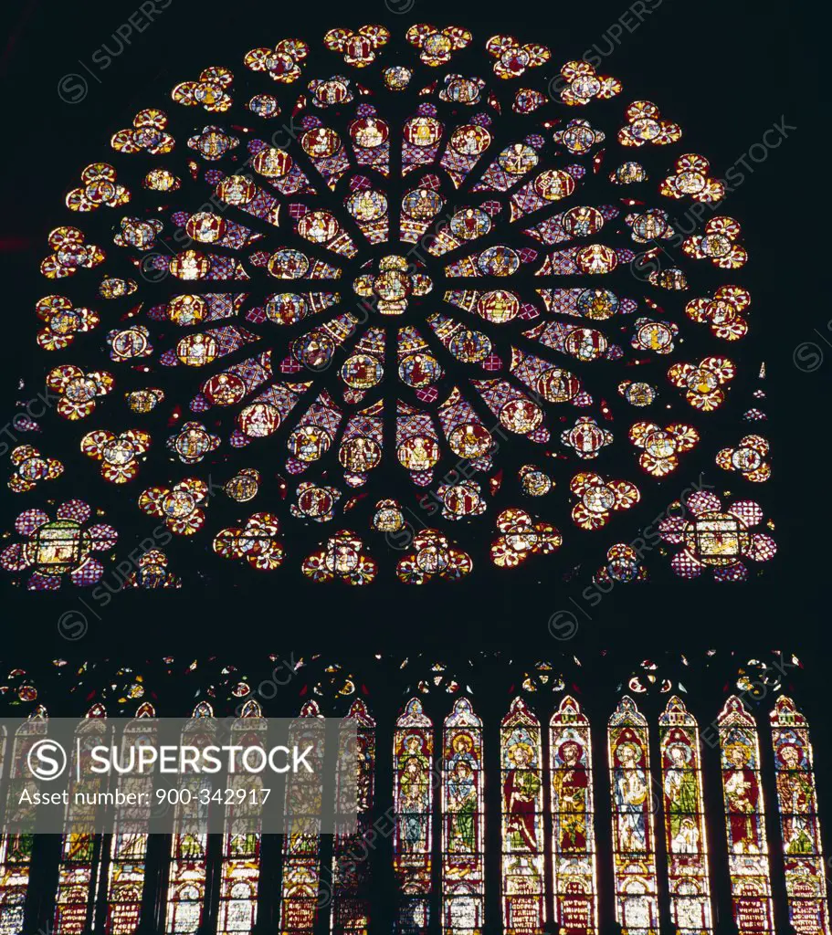 France, Paris, Notre Dame de Paris, west window, stained glass