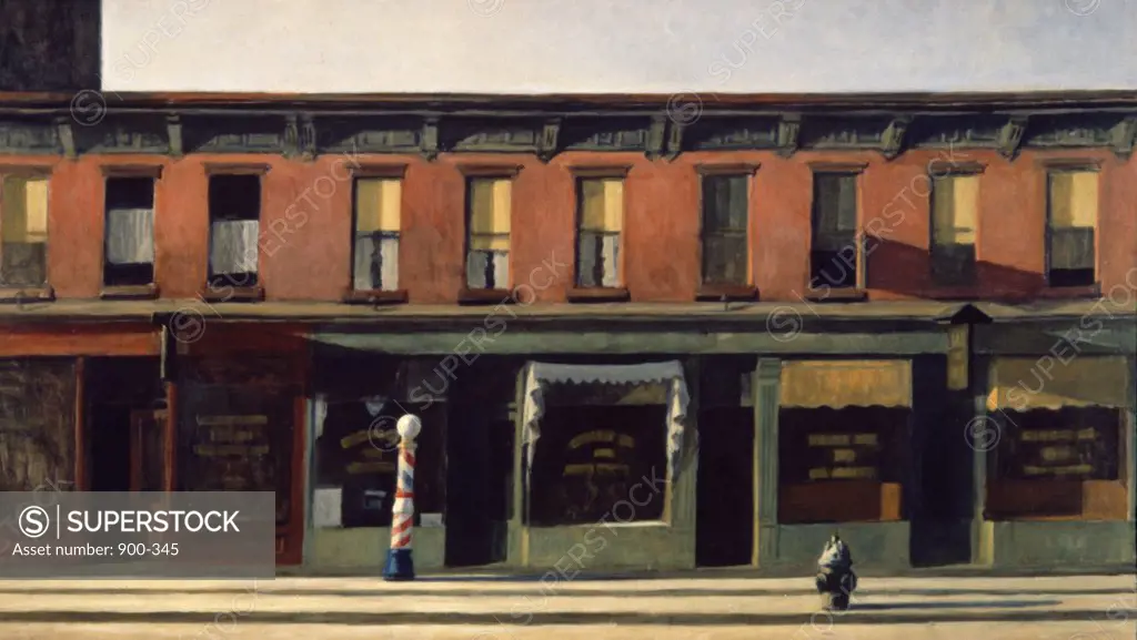 Early Sunday Morning by Edward Hopper, oil on canvas, 1930, 1882-1967, USA, New York City, Whitney Museum of American Art.