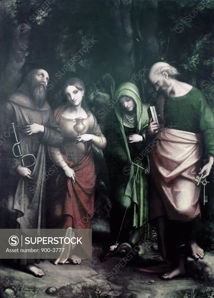 Saints Peter,  Martha,  Mary Magdalen,  and Leonard,  by Antonio Allegri da Correggio,  (1489/94-1534)