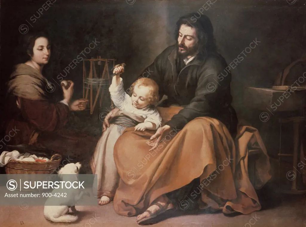 The Holy Family With A Bird Bartolome Esteban Murillo (1617-1682 Spanish) Museo del Prado, Madrid, Spain