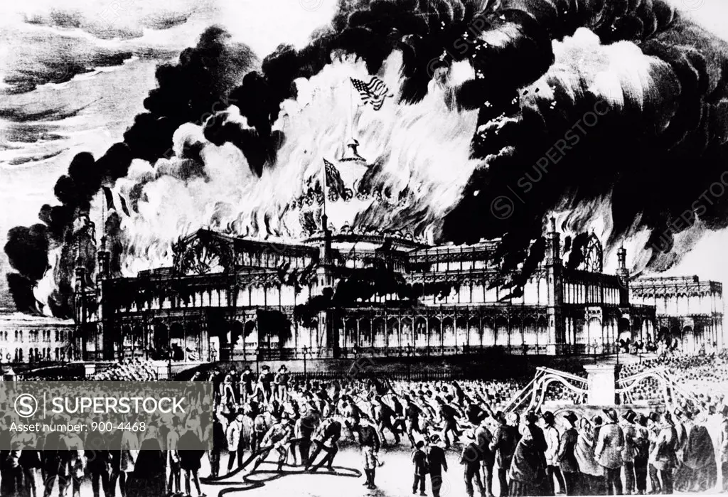 Burning of the New York Crystal Palace, October 5, by unknown artist, 1858