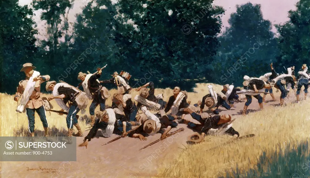 The Scream of Shrapnel on San Juan Hill by Frederic Remington, (1861-1909)