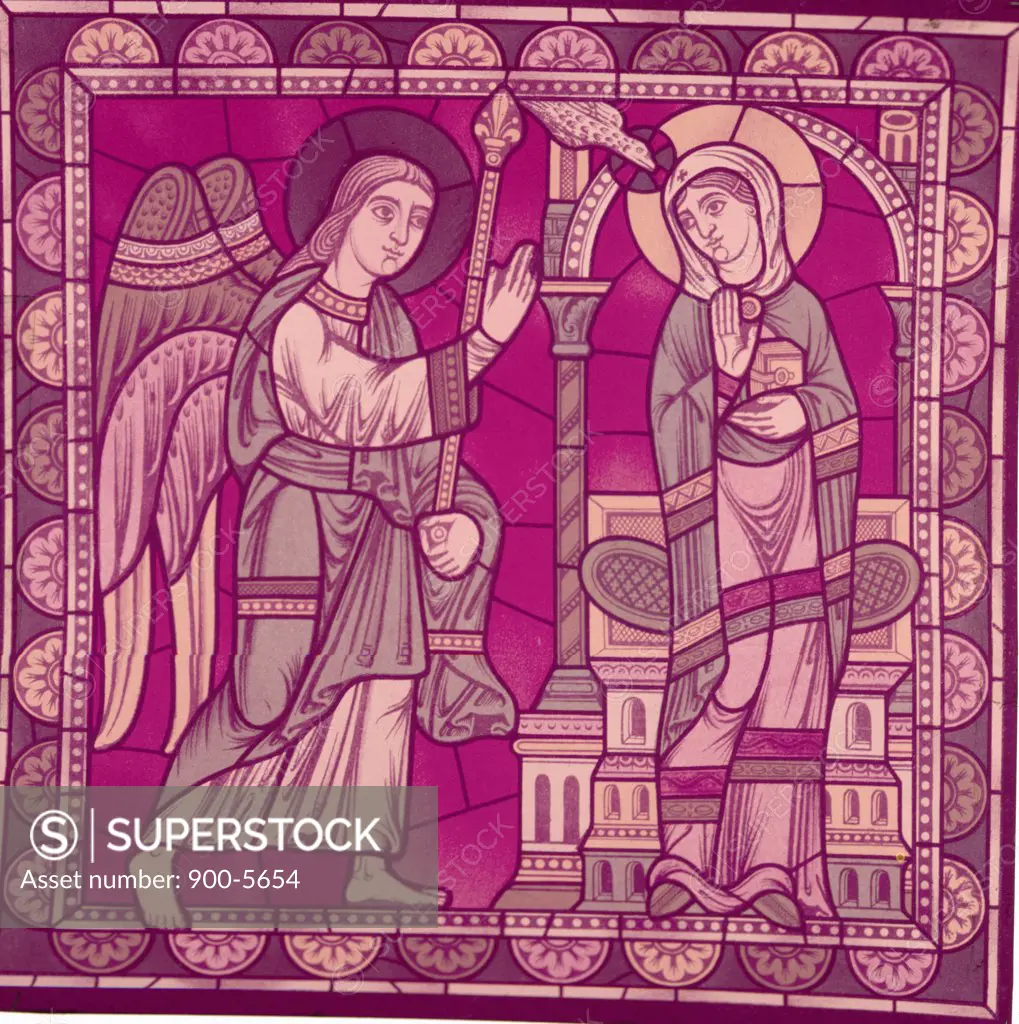 Annunciation,  stained glass window,  France,  Chartres,  Chartres Cathedral,  12th Century