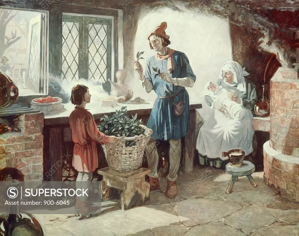A Medieval Apothecary Brews a Remedy by Forrest C. Crooks, 1893-1982