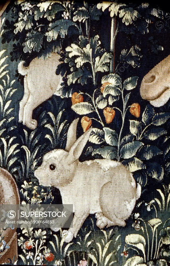 Unicorn Tapestry - Rabbit (Detail), Tapestry/Textiles