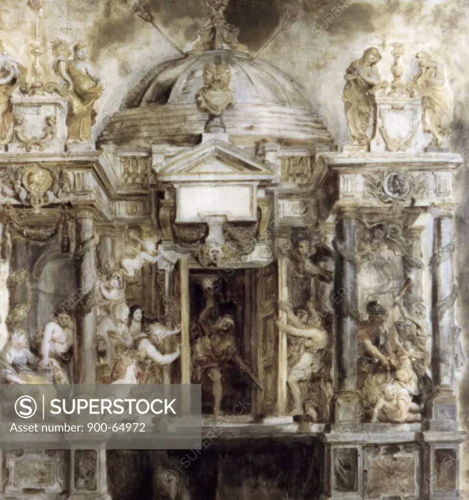 Temple of Janus, study by Peter Paul Rubens, 1634, 1577-1640, Russia, St. Petersburg, The Hermitage