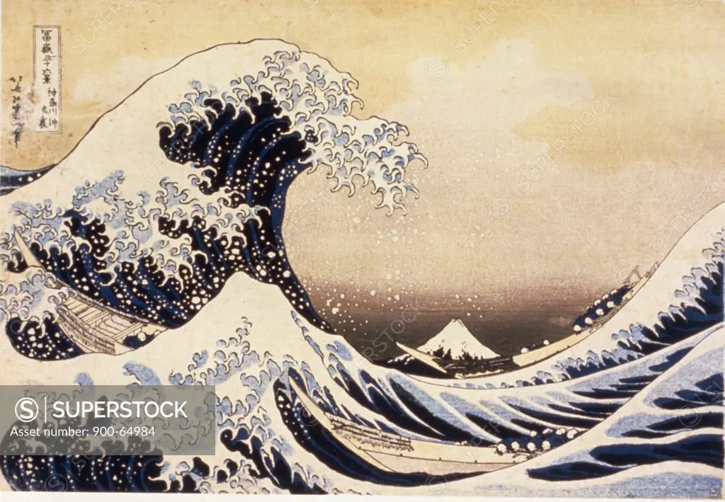 The Great Wave off Kanagawa by Katsushika Hokusai, woodblock print, Edo Period, 19th century, 1760-1849, Japan, Tokyo, National Museum