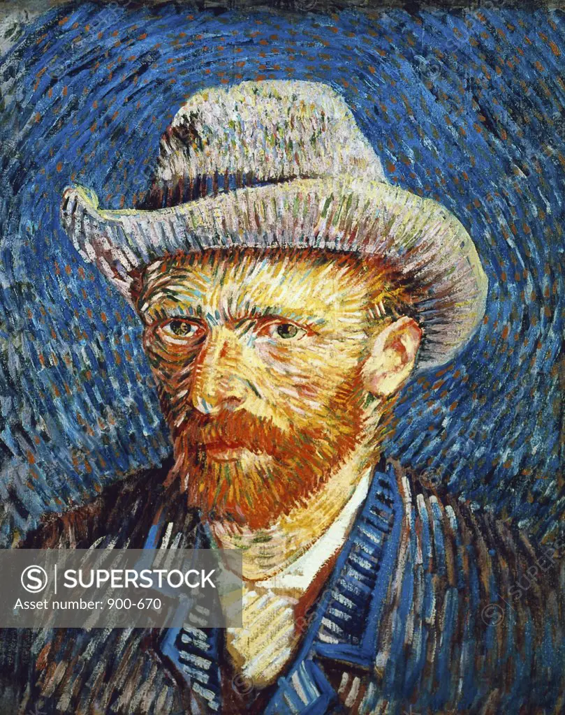 Self Portrait in Grey Felt Hat  1887 Vincent van Gogh (1853-1890 Dutch) Oil on canvas  van Gogh Museum, Amsterdam, Netherlands