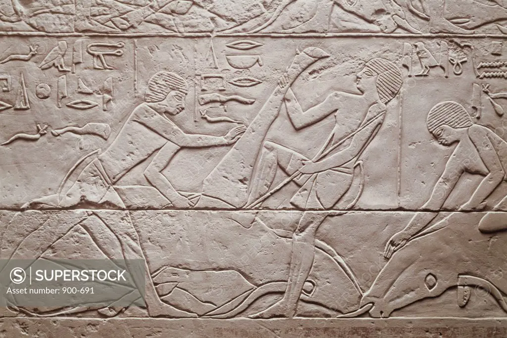 Slaughtering Scene  2250 BC Egyptian Art(- ) Relief Staatliche Museen Preussischer Kulturbesitz, (Agyptisches Museum und Papyrussammlung), Berlin