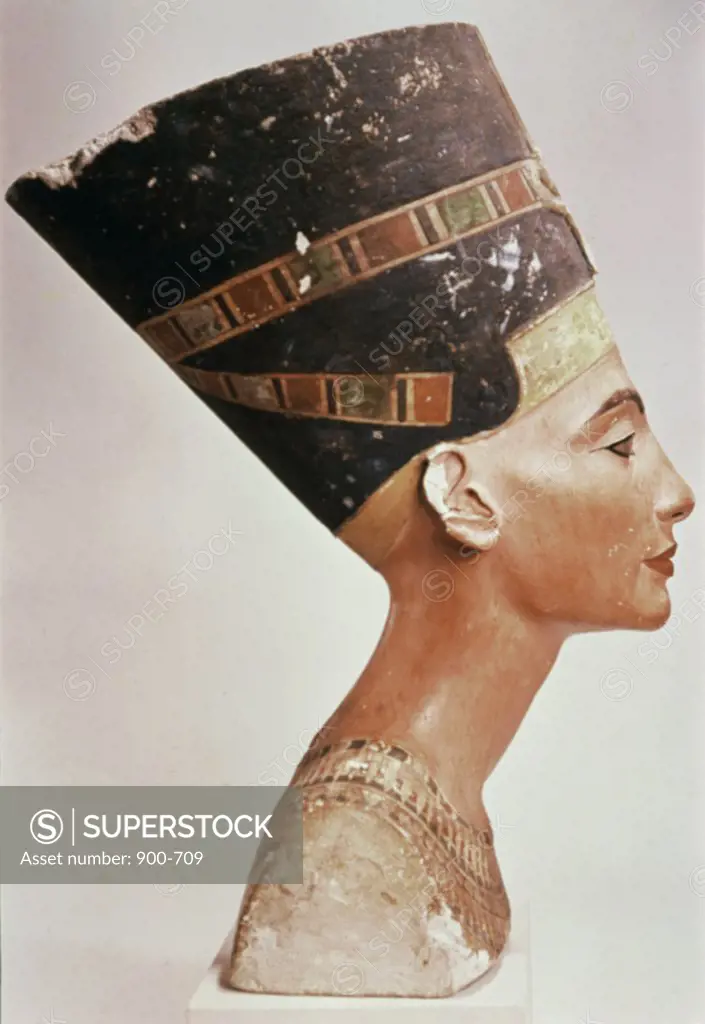 Bust of Queen Nefertiti (Profile) ca.1352-36 BCE Limestone   Staatliche Museen Preussischer Kulturbesitz, (Agyptisches Museum und Papyrussammlung), Berlin, Germany