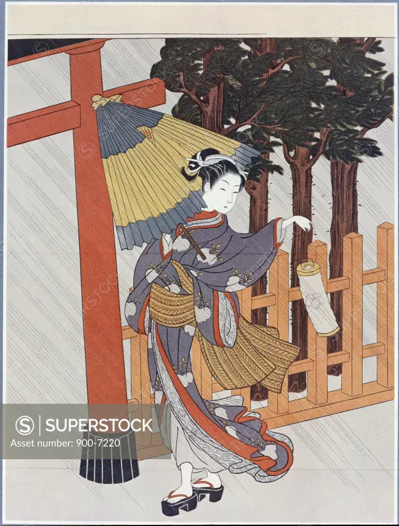 Geisha Visting a Shrine Suzuki Harunobu (1725-1770 Japanese)