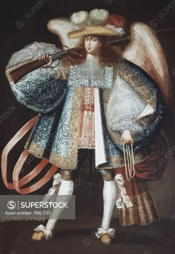 Archangel With Musket - Early 18th Century Artist Unknown Oil On Cotton New Orleans Museum of Fine Art, LA, USA