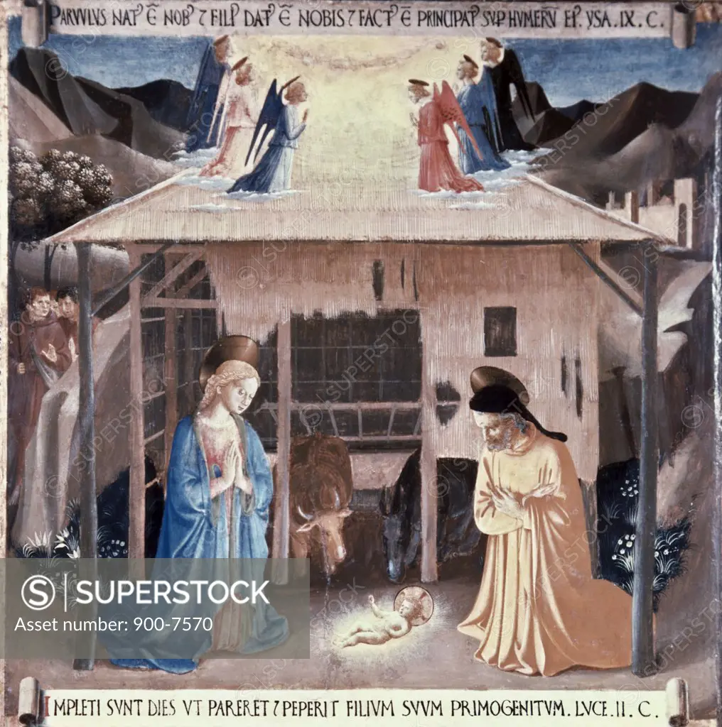 The Nativity 1438-1445 Fra Angelico (ca.1395-1455 Italian) Fresco Museo di San Marco, Florence, Italy
