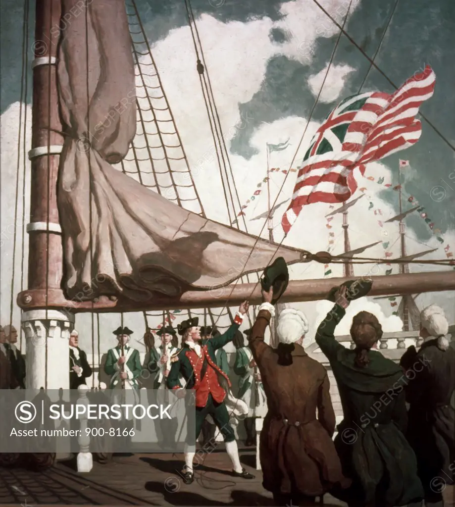 John Paul Jones Hoists Our First Flag, December 3, 1775 by Newell Convers Wyeth, 1882-1945