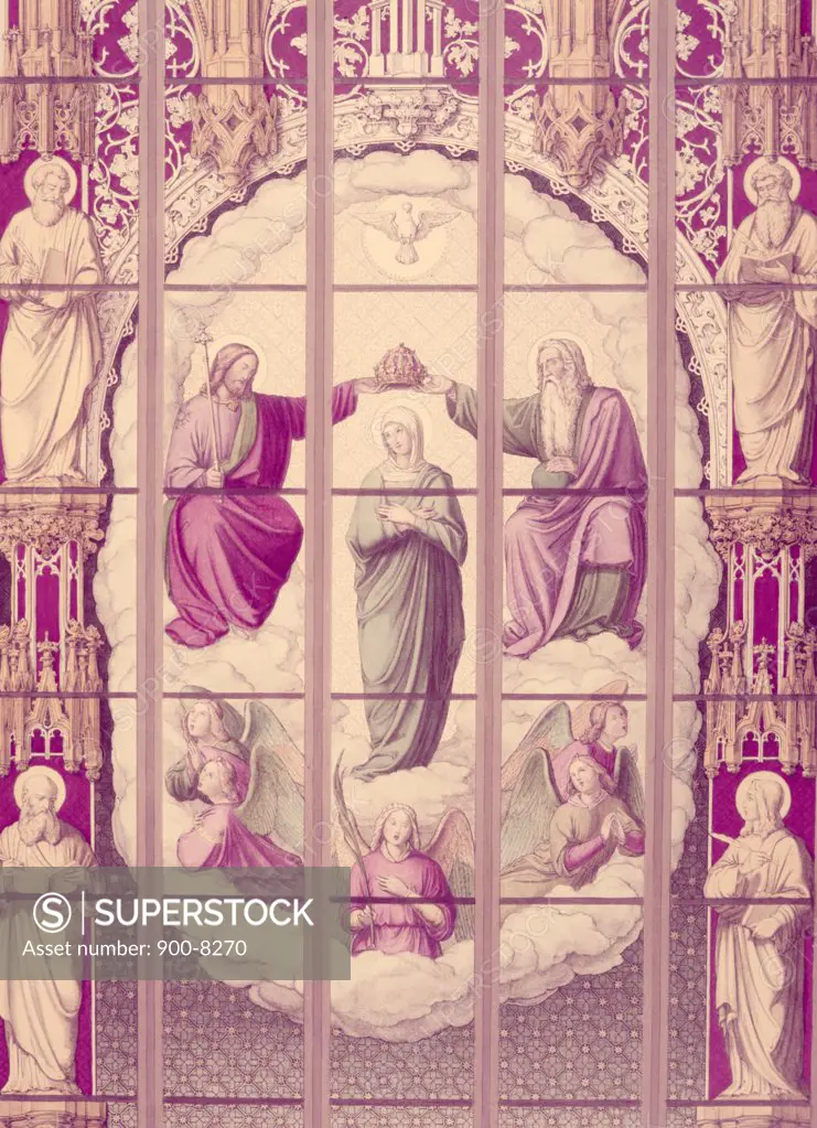 The Coronation of Mary,  stained glass window,  19th Century