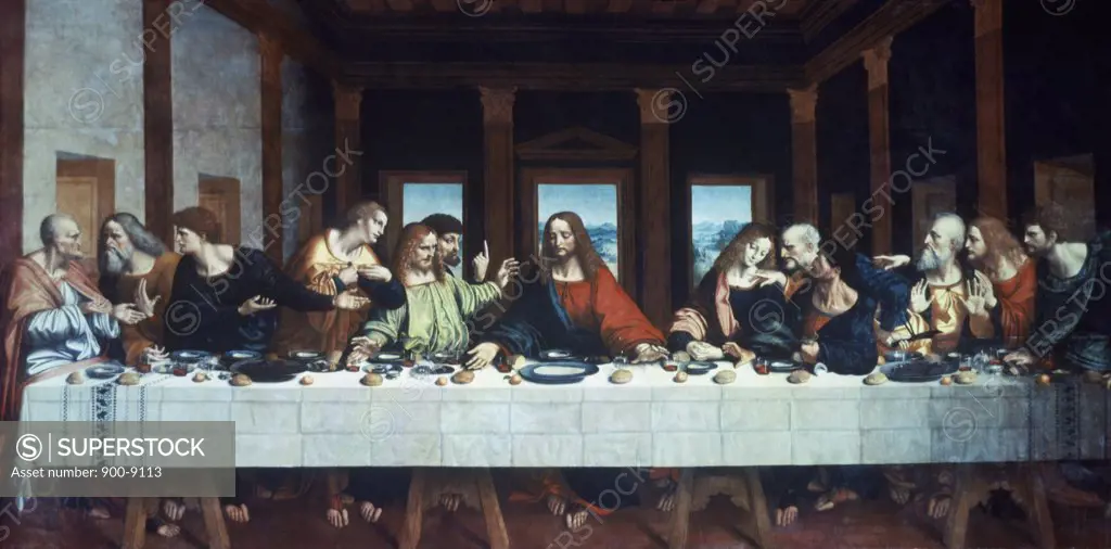 The Last Supper (After Leonardo Da Vinci) Artist Unknown Oil On Wood Panel