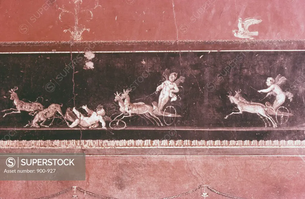 Hunting Amorini 63-79 AD Roman Art Fresco Casa dei Vettii, Pompeii, Italy