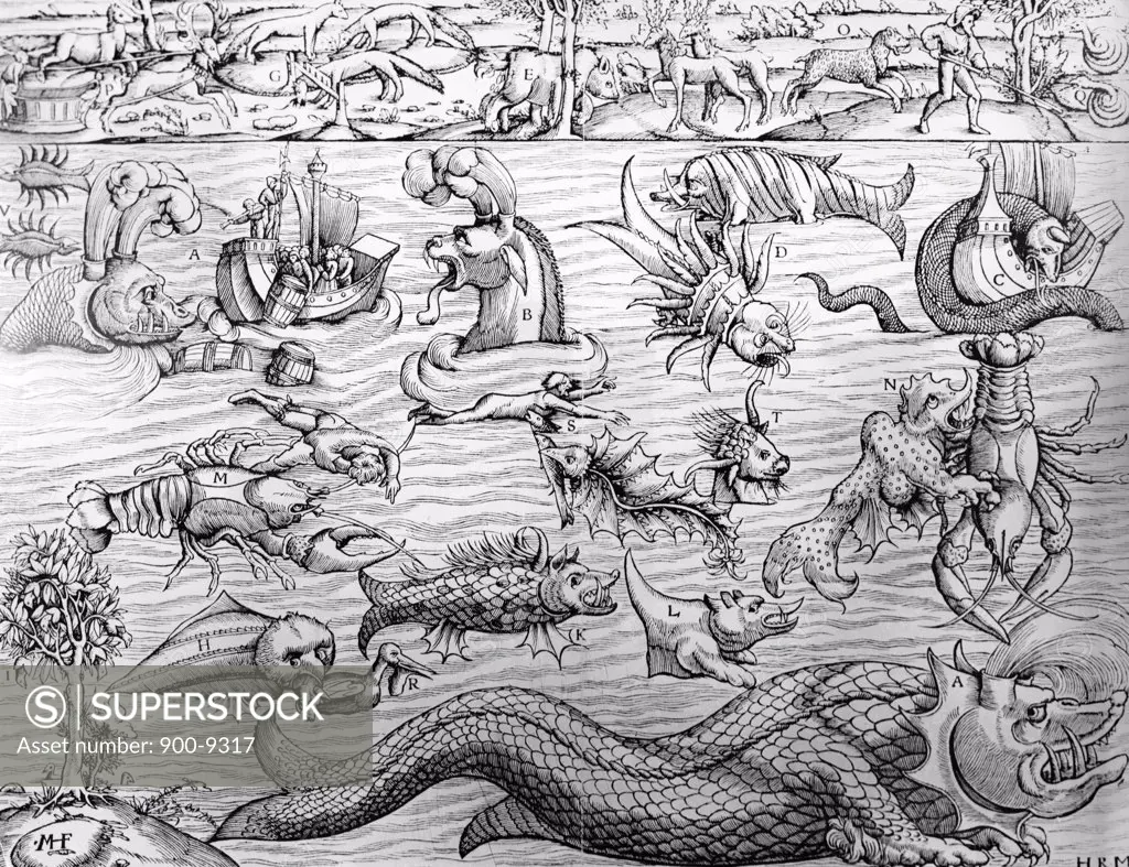 Food for Fear, Sea Serpents to Hell Bombs, Mythological Creatures by unknown painter, Artist Unknown