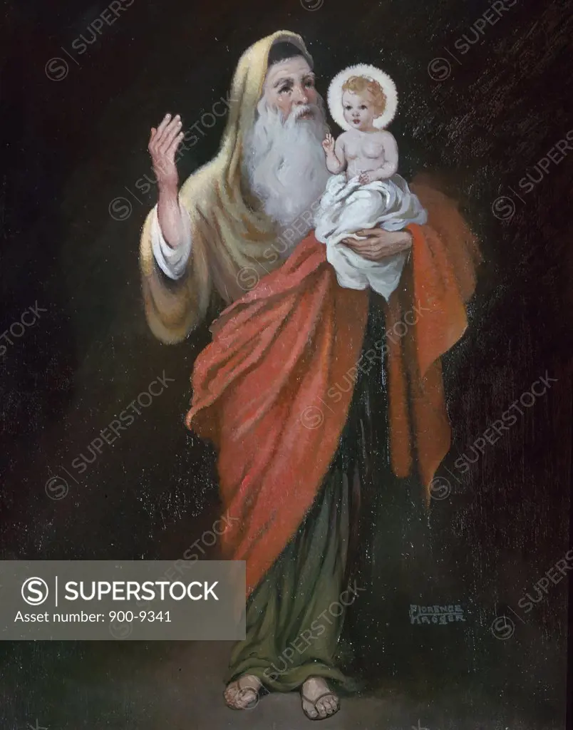 St Joseph with the Christ Child by Florence Kroger, 20th century art