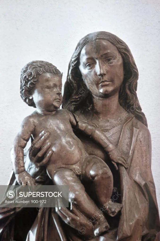 Virgin Mary & Child (Detail) Tilman Riemenschneider (C.1460-1531/German) Main-Franconian Museum, Wurzburg, Germany 