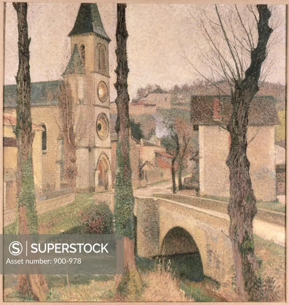 The Bridge, Church and School at la Bastide-du-Vert C.1910 Henri Jean Guillaume Martin (1860-1936 French) Oil on canvas