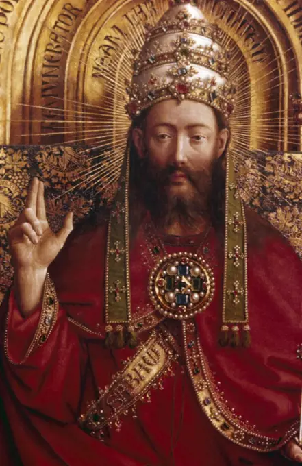 God (Ghent Altarpiece) by Jan van Eyck, (1390-1441), Belgium, Ghent, Cathedral of St. Bavo