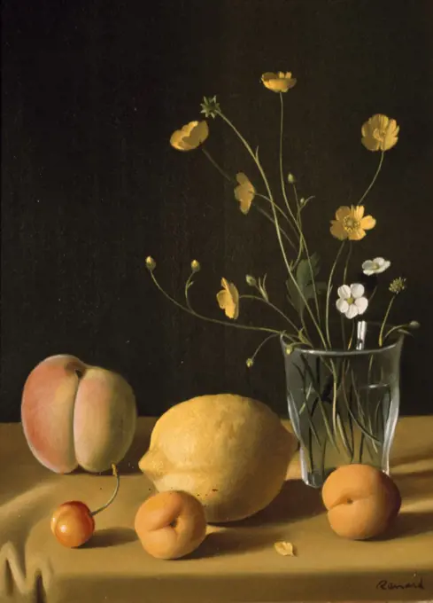 Still Life with flowers and fruit,  by Emile Renard,  1850-1930